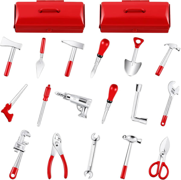 Gejoy 17PCS 1:12 Miniature Doll House Tools Metal Home Repair Tools Set Multifunctional