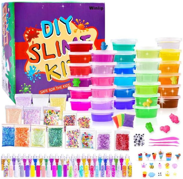 WINLIP Slime Supplies Kit, 135 Pack Slime Making Kit 30 Crystal Slime, Glitter
