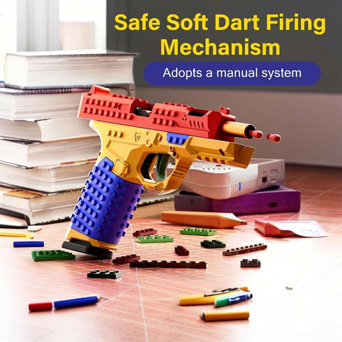 SHATGYI Set Toy Gun Building Block Kit, DIY Fidget Pistol Toy for Adults, Funny Building Blocks with Display Stand