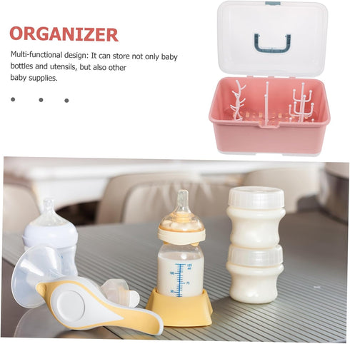 Cabilock Bottle Storage Box Drying Rack Food-Grade Material Organizer for Bottles Pacifiers and Accessories Compact