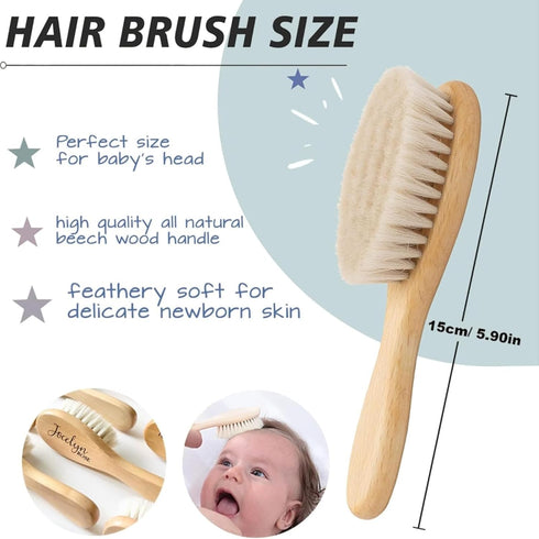 ZYMECH Customized Newborn Name Wool Brush Wooden Comb Personalized Baby Hair Brush Head Portable Comb Bath Hair Brush