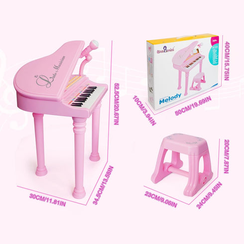 Love&Mini 31 Keys Pink Piano Keyboard Toys for Girls, with Microphone and Stool, Toddler Music Gifts for Ages 1-5