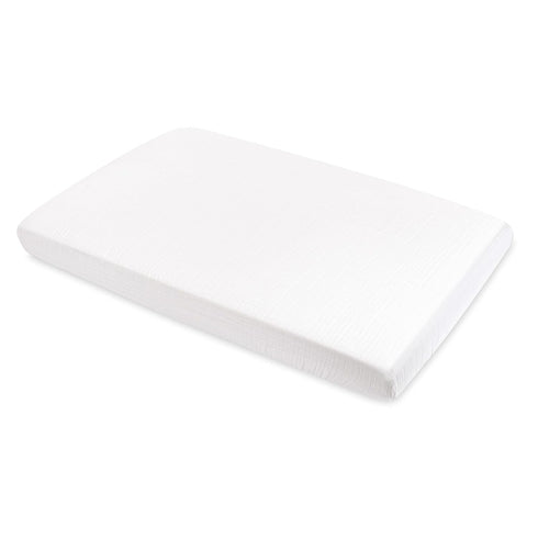 100% 360, Babyletto Organic Cotton Mini Crib Sheet, GOTS-Certified, Fitted Ultra-Soft and Breathable Muslin - Plain