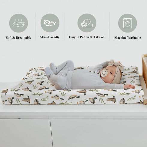 ZoUbqchY 32''16'' Mallard Duck Hunting Changing Pad Covers for Baby Girl Boy Wild Ducks Leaves Fitted Change Table