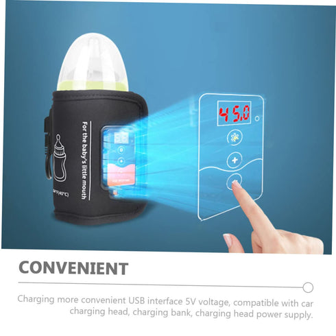 Toddmomy Portable USB Bottle Warmer Temperature Heating Wrap for Milk Travel Friendly Design with LCD Display for Go