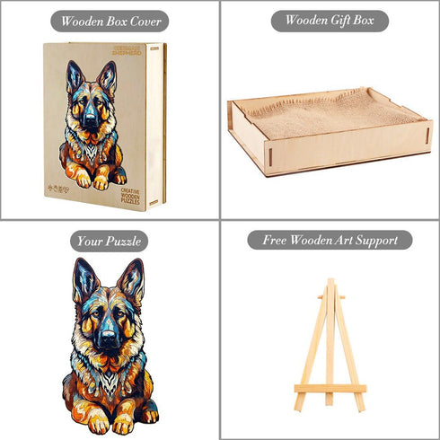 250pcs 16.5 8.9in Wooden Puzzles for Adults - German Shepherd Wooden Jigsaw Puzzle - Unique Animal Shaped Wood Puzzles