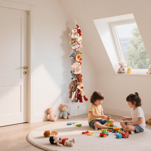 CERETIA 80" 2-Pack 20 Cotton Hanging Storage Chain For Stuffed Animals Storage with Metal Clips, Stuffed Animal