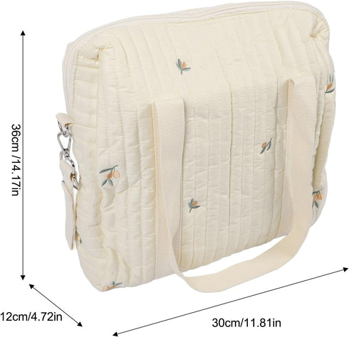 Large Diaper Bag Tote, Cotton Cute Diaper Bag with Stroller Hooks, Portable Travel Universal Stroller Organizer Baby