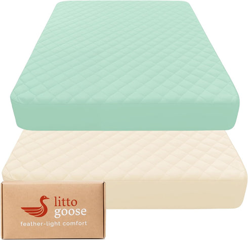 Quilted Crib Mattress Protector (2-Pack), Soft Toddler Mattress Pad Cover, Fits Standard