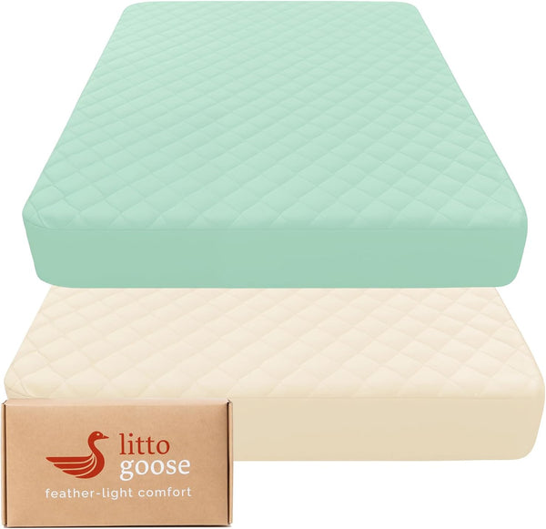 Quilted Crib Mattress Protector (2-Pack), Soft Toddler Mattress Pad Cover, Fits Standard