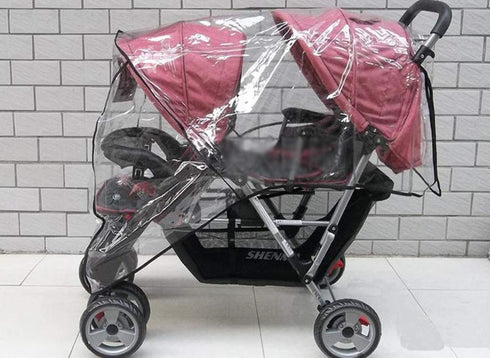 Universal Stroller Raincovers for Twins, Waterproof Buggy Pram Raincoat, PVC Double Carrycots Weather Shield