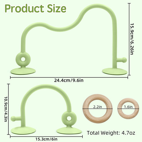 12 18 Baby Sensory High Chair Suction Toys for Infant Toddlers Months, Food Grade Silicone String with Oak Loop