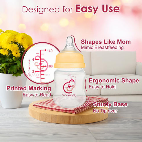 4.7oz 1 0+ Nenesupply Natural Baby Bottles Newborn Flow Feeding Bottles Breastfeeding Bottle for Breastfed Babies Wide