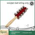 1 Pcs 10 inch Wooden Handle Bells Instrument, Christmas Jingle Bells Hand Percussion Shaker