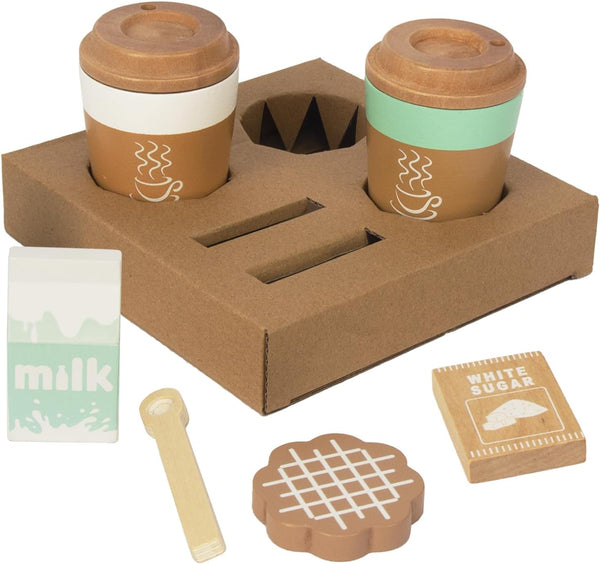 Pretend Play Coffee Cup Toys - Wooden Kitchen Accessories for Kids, Educational Birthday Gift
