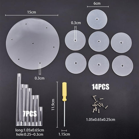7-Tier Action Figure Stand Clear Acrylic Riser Round Display Stand Collection Organizer Holder Acrylic Display Stand for Figures Collectibles Dolls Jewelry Perfume Dessert