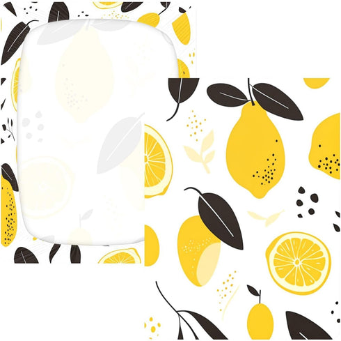 Bseiialft 52 28 Yellow Lemons Leaves Crib Sheets for Boys Girls Soft and Breathable Cotton Baby Sheets for Standard