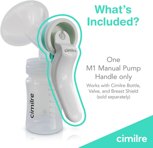 M1 Manual Breast Pump Handle, Converts Any Cimilre Collection Kit into a Manual Breast Pump, No Power Needed, Perfect