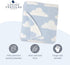Cozy 40x30 Living Textiles Blue Clouds Chenille Soft Baby Blanket Reversible Premium Fabric for Best Comfort