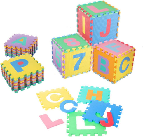 96-Piece Kids' Foam Floor Alphabet and Numbers Puzzle Play Mat for Babies and Toddlers - Interlocking Tile Game by