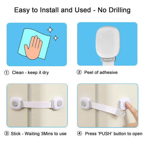 Fursafe&Q Baby Cabinet Locks, Child Safety Proofing Strap Locks for Drawers, Fridge, Ovens, and Toilets (Grey, 2 Pack)