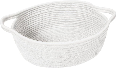Small Woven Gift Basket - Cotton Rope Cat Dog Toy Bin Box, Nursery Baby Basket, Cute Storage Basket for Home Decor,