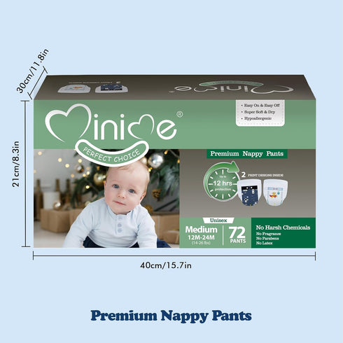 Minime Baby Training Pants, Premium Hypoallergenic Disposable Underwear, Size 12M-24M (14-26 lbs), 72 Count, Fragrance