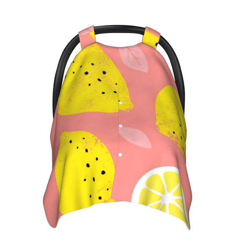 Hcpwzrf Pink Lemon Baby Car Seat Cover & Nursing Cover - Breathable Stretch Multi-Use Cover for Breastfeeding, Stroller