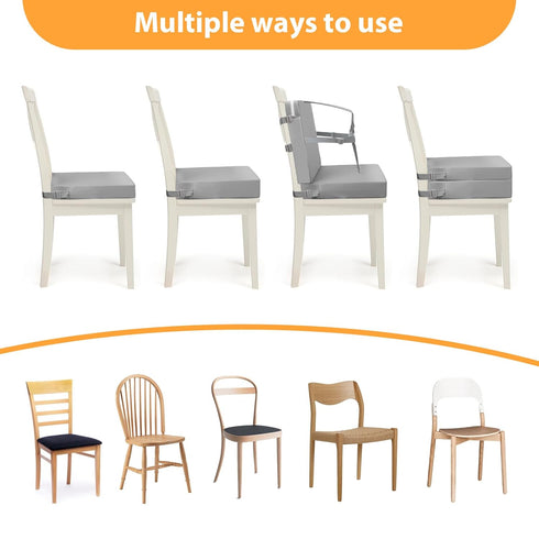5 Toddler Booster Seat for Dining Table, Point Buckle Child Booster Seat for Table with Backrest, PU Waterproof Easy
