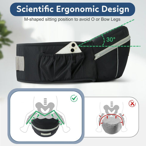 Baby Carrier with Hip Seat, Ergonomic Front Carrier for Newborns & Toddlers, Adjustable Waistband with Strong Support