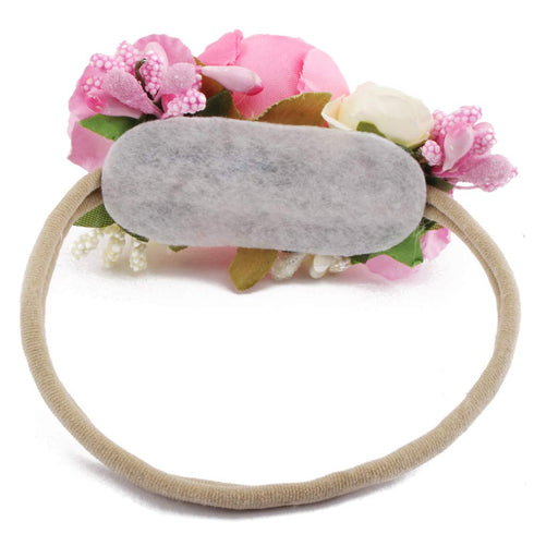 Baby Girl Floral Headbands - 3pcs Handmade Nylon Flower Crown Elastic Hairband, Newborn Toddler Accessories for Girls