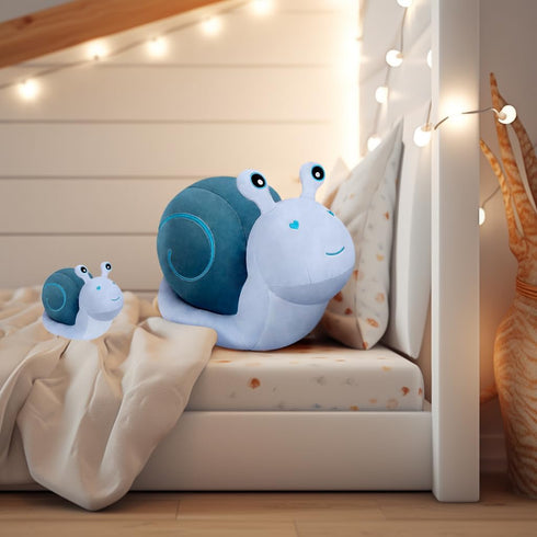 MUPI Cute Cartoon Snail Doll Plush Toy, Big Snail Pillow Doll Kawaii Decor (Blue 17.7 Inch)
