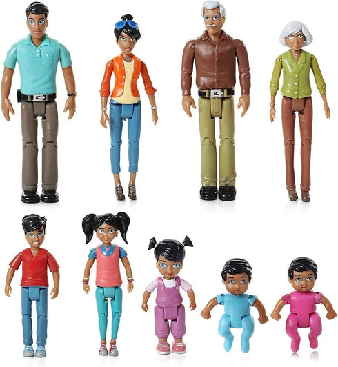 Beverly Hills Doll Collection Sweet Li'l Family Hispanic Dollhouse People Set - 9 Action Figures Including Grandpa,