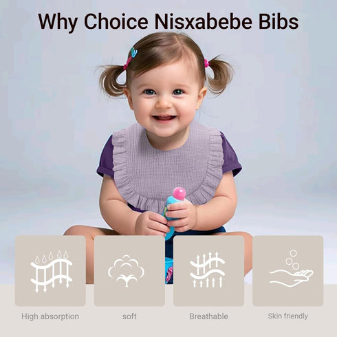 NISXABEBE Bibs,6 Baby Muslin Pcs Drool Bandana Bibs for Baby Girl Drooling and Teething,Soft and Absorbent Cotton