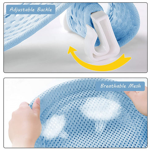 Universal Baby Bath Seat Support Net with Soft Headrest,Breathable Newborn Bathtub Shower Mesh Mat Anti-Slip Five Corner Bath Sling for 0-18 Months Infant (Blue)