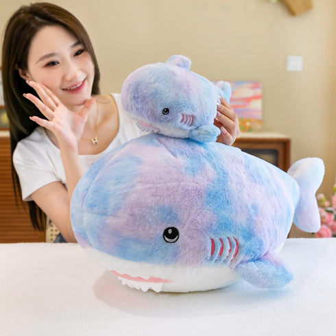 Plush Rainbow Shark Stuffed Animal, Colorful Shark Hugging Pillow, 26-Inch Plushies Gift for Kids and Lovers