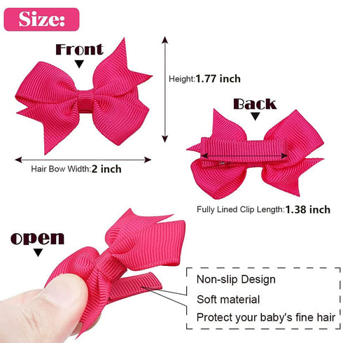 Hair Clips for Girls, 80PCS Fully Lined Tiny Alligator Bows in Pairs for Infants and Toddlers