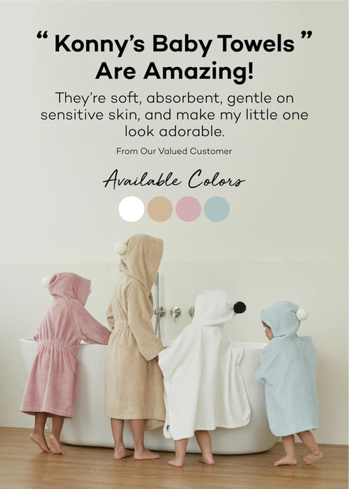 Konny Baby Hooded Towel Rayon from Bamboo Cotton Baby Bath Beach Towel Hooded Poncho, Oeko-TEX, Ultra Soft & Quick-Dry
