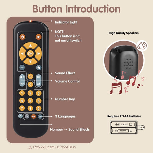 Nueplay Baby TV Remote Control Toy with Light and Sound, Realistic Controller for 6, 12, 18 Months
