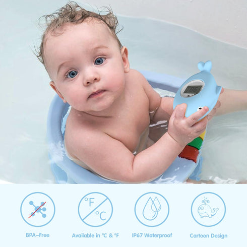 Baby Bath Thermometer for Infant, Digital Floating Bath Tub Water Temperature Gauge with Flashing Warning