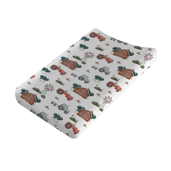 Farm Tractors Trees Windmill Truck Barn Changing Pad Cover, Soft Stretchy Fitted Diaper Change Table Sheets for Baby
