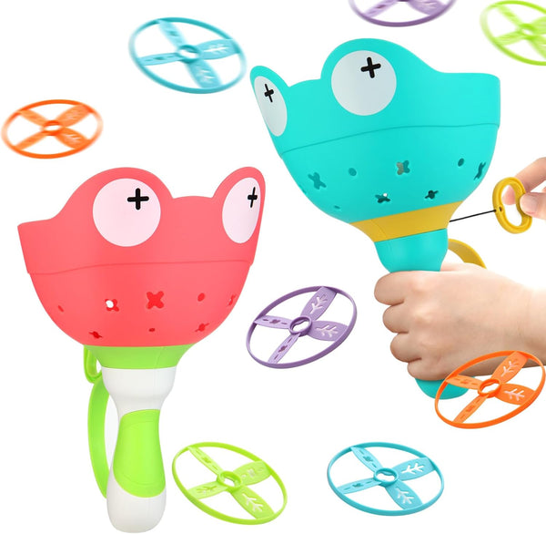 Outdoor Toys for Kids Ages 4-8 - Flying Disc Launcher Manual Capture Games for 3-8 Years Old, Summer Gifts