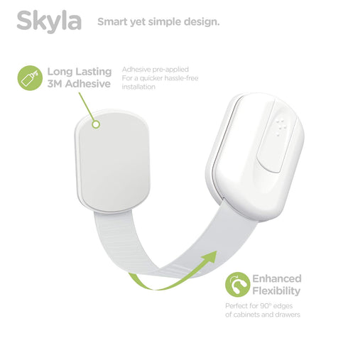 SKYLA HOMES Baby Locks, 8-Pack, Child Safety Cabinet Proofing, Quick and Easy 3M Adhesive Cabinet Drawer Door Latches