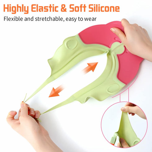 Baby Shower Cap Bathing Protection Silicone Adjustable Foldable Hair Washing Hat Shampoo Cap for Baby Toddler Kid Portable (Pink)