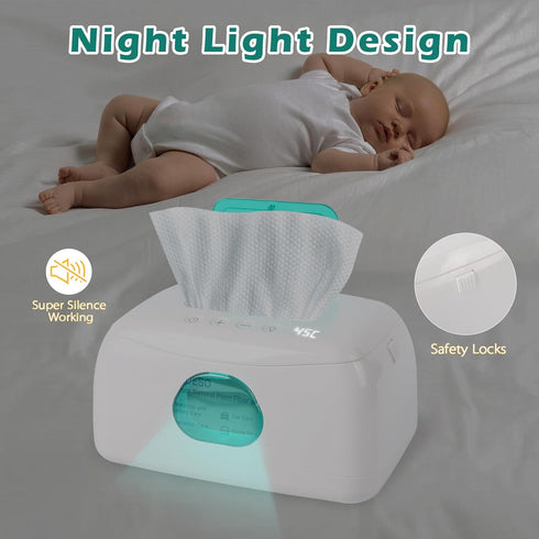Ioubur 16-Level 45-60 Baby Wipe Warmer with Precision Heating, Portable USB-Powered Wet Wipe Warmer, Auto-Lift Spring