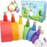 Montessori Nesting Rainbow Toy - Wooden Stacking Set with Arches, Peg Dolls & Story Book for Ages 3+