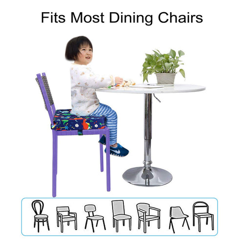 Dining Chair Heightening Cushion, Portable Adjustable Highchair Booster for Baby Toddler Kids, Dark Blue