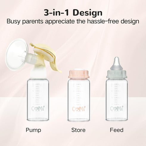Free,4PCS (5oz,4 COMI Natural Glass Baby Bottle,Standard Neck Breastmilk Storage Bottle for Fridge,Breast Milk
