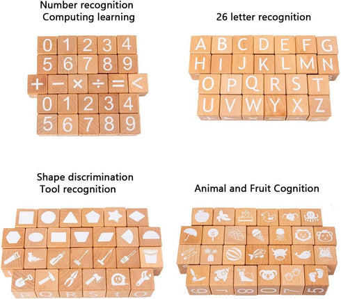 Wooden Blocks Set - 31 PCS ABC Building Blocks, Counting & Building Block Toys for 3+ Year Old, 1.18 Inch, Gifts