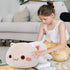 FUYU Cat Stuffed Animals, Soft Cat Plush Pillow Kawaii Kitten Toy Gifts for Kids Boys Girls Room Decor (White Round